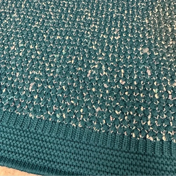St John Teal Blue Wool Blend Woven Knit Sweater Size Medium - Picture 4 of 9